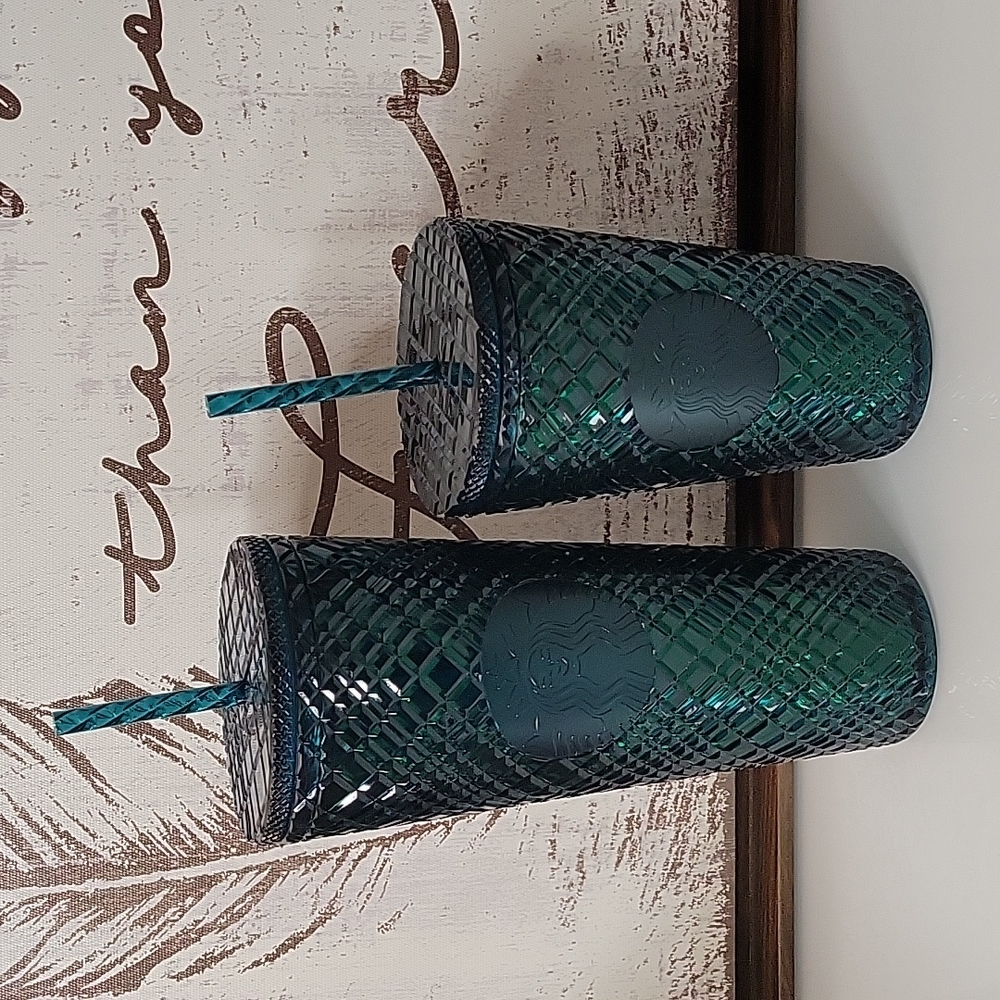 Starbucks 2021 Emerald Green Jeweled Tumbler Set